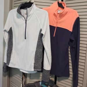 Women's fleece pullovers. White Medium-size & Grey/peach size Large
